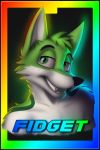  2:3 absurd_res anthro badge black_eyebrows black_nose blakefox bust_portrait canid canine eyebrows fidget_the_fox fox fur green_body green_eyes green_fox green_fur hair hi_res lgbt_pride looking_at_viewer male mammal name_badge portrait pride_colors rainbow rainbow_flag rainbow_pride_flag rainbow_symbol shaded simple_background smile solo teeth white_body white_fur 