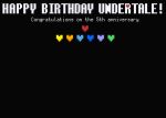  alphys animated anniversary annoying_dog asgore_dreemurr basket black_background confetti english_text expressionless fangs flowey_(undertale) frisk_(undertale) looking_at_viewer mettaton monster_boy monster_girl neruco open_mouth papyrus_(undertale) sans smile toriel undertale undyne waving 