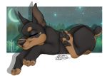  alpha_channel anthro canid canine canis carbon chibi dobermann domestic_dog feral male mammal pinscher sleeping solo thehuntingwolf tired video_games 