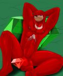  abs anthro bodily_fluids chaos_emerald echidna genital_fluids hi_res hyper isamu_yoshi knuckles_the_echidna looking_at_viewer male mammal master_emerald monotreme muscular muscular_anthro muscular_male pecs precum solo sonic_the_hedgehog_(series) 