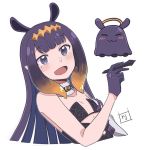  bangs blunt_bangs breasts choker dress gloves halo holding hololive hololive_english kusojack looking_at_viewer mole mole_under_eye ninomae_ina&#039;nis pointy_ears small_breasts smile strapless strapless_dress stylus tako_(ninomae_ina&#039;nis) tentacle_hair virtual_youtuber white_background 