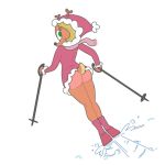  1:1 anthro bottomless butt cervid clothed clothing female green_eyes hat headgear headwear looking_back mammal periwinkle_around_the_world skiing solo unknown_artist 