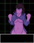  animated battle_screen big_breasts bottomless bouncing_breasts breaking_the_fourth_wall breasts button_(fastener) button_pop cleavage clothed clothing deltarune dinosaur dress_shirt dromaeosaurid female fist freckles frist44 glass grin hair_over_eyes hi_res inverted_nipples lizard monster mostly_nude navel nipples non-mammal_breasts reptile scalie screen shirt short_playtime smile smug solo susie_(deltarune) teeth text_box theropod topwear undressing video_games wardrobe_malfunction 