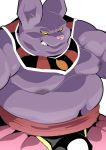  2020 absurd_res anthro belly bottomwear champa clothing domestic_cat dragon_ball dragon_ball_super felid feline felis hi_res kemono male mammal moobs navel nipples obese obese_anthro obese_male overweight overweight_anthro overweight_male pants pink_nose sigenoya simple_background solo takotyutyu white_background 