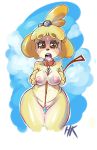  animal_crossing anthro big_breasts blush bodily_fluids breasts brown_eyes canid canine canis collar domestic_dog drooling female fur genitals hair hand_on_breast hotkibble isabelle_(animal_crossing) leash looking_at_viewer mammal nintendo nipples nude open_mouth pussy saliva shih_tzu short_stack solo standing sweat tears teeth thick_thighs tongue toy_dog video_games wide_hips yellow_body yellow_fur 