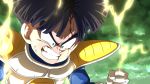  1boy absurdres angry black_hair blood blood_on_face bruise_on_face clenched_hand clenched_teeth cloud cloudy_sky dragon_ball dragon_ball_z electricity english_commentary green_eyes green_sky highres male_focus saiyan_armor sky solo son_gohan srojam super_saiyan teeth what_if 
