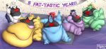  &lt;3 alcohol alligator alligatorid alphys anthro banner barefoot belly belly_overhang beverage big_belly big_breasts big_butt black_hair blonde_hair blue_body blue_highlights blue_scales boss_monster bottomless bottomwear bovid bra bratty_(undertale) breasts buckteeth butt caprine catty_(undertale) claws cleavage clothed clothing confetti crocodilian crop_top curled_hair cutoffs deep_navel denim denim_clothing domestic_cat drill_curls english_text eye_patch eyewear felid feline felis female fin fish front_view fur gesture glasses goat green_body green_scales group hair hand_on_hip hat head_fin headgear headwear hi_res highlights_(coloring) holding_belly holding_object holding_phone holding_wine_glass horn hotpants huge_breasts huge_butt huge_hips huge_thighs hyper hyper_belly hyper_hips hyper_thighs immobile ineffective_clothing inside lipstick lizard looking_at_another looking_at_viewer love_handles makeup mammal marine midriff minishorts morbidly_obese morbidly_obese_anthro morbidly_obese_female navel non-mammal_breasts obese obese_anthro obese_female open_mouth open_smile overweight overweight_anthro overweight_female partially_clothed party party_hat phone ponytail public purple_body purple_fur red_eyes red_hair reptile scales scalie sharp_teeth shirt short_hair shorts side_view signature sitting smile standing teeth text thick_tail thick_thighs three-quarter_view tight_bottomwear tight_clothing tight_shirt tight_shorts tight_topwear topwear toriel undertale underwear undyne v_sign video_games wenisberry white_body white_fur wide_hips wine wine_glass yellow_body yellow_eyes yellow_scales yellow_sclera 