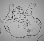  anthro anus belly big_butt bodily_fluids breasts butt claws curvy_figure eye_moisturizer female freckles gaping gaping_anus genital_fluids genitals hi_res huge_butt liz_(eye_moisturizer) monochrome nintendo nipples non-mammal_breasts nude overweight overweight_anthro overweight_female pok&eacute;mon pok&eacute;mon_(species) presenting pussy_juice reptile salandit scalie simple_background small_breasts smile solo sweat thick_thighs traditional_media_(artwork) video_games wide_hips 