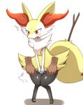  2020 anthro assisted_exposure blush bodily_fluids braixen canid canine clothing cute_fangs digital_media_(artwork) disembodied_hand duo female fur glistening glistening_body hi_res inner_ear_fluff knock-kneed looking_down mammal nintendo open_mouth panties pantsing pok&eacute;mon pok&eacute;mon_(species) ravinosuke1 shadow shocked simple_background solo_focus standing sweat sweatdrop thick_thighs tuft underwear video_games white_background white_body white_fur yellow_body yellow_fur 