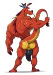  analon_(artist) anthro asian_mythology big_bulge big_butt bulge butt clothing disney dragon east_asian_mythology eastern_dragon hi_res jockstrap looking_at_viewer looking_back looking_back_at_viewer male mulan_(copyright) muscular muscular_anthro muscular_male mushu mythology perineum presenting presenting_hindquarters raised_tail red_body solo underwear wide_shoulders 
