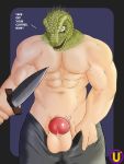  absurd_res english_text genitals hi_res humanoid_genitalia humanoid_penis kaiman kaiman_(dorohedoro) lizard male mr_ultra penis reptile scalie solo text 