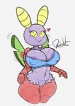  &lt;3 absurd_res anthro arthropod big_breasts breasts dustox female genitals hi_res insect lepidopteran moth nintendo nipples non-mammal_breasts pachislot pok&eacute;mon pok&eacute;mon_(species) pussy simple_background smile solo video_games wings 