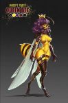  anthro arthropod bee breasts butt colored digital_drawing_(artwork) digital_media_(artwork) digital_painting_(artwork) female full-length_portrait glowing hair hi_res hymenopteran insect insect_wings light non-mammal_breasts nude portrait rizonik shaded solo sparkles wings 