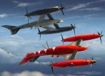  aircraft airplane artist_name atsajh cloud fighter_jet flower_knight_girl flying highres jet military military_vehicle no_humans propeller sky vehicle_focus 