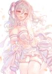  dress kanzaki_ranko no_bra skirt_lift the_idolm@ster the_idolm@ster_cinderella_girls thighhighs torano wedding_dress 