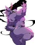  2020 anthro biceps butt clothing digital_media_(artwork) fur gengar ghost hat hat_only headgear headgear_only headwear headwear_only hi_res kokuhane kokuhane_(character) male mammal mostly_nude muscular muscular_anthro muscular_male nintendo nude open_mouth pecs pok&eacute;mon pok&eacute;mon_(species) purple_body simple_background solo spirit thick_thighs video_games watermark white_background 