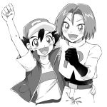  2boys ash_ketchum greyscale h_dt15 james_(pokemon) monochrome multiple_boys pokemon pokemon_(anime) team_rocket 