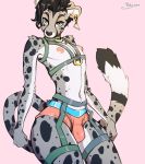  2020 absurd_res anthro belly blue_eyes bulge cheetah clothing ear_piercing felid feline fur hi_res humanoid looking_at_viewer male male_focus mammal nipples panties piercing puffy_nipples solo spots spotted_body spotted_fur stiles_grey straps underwear white_belly yildunstar 