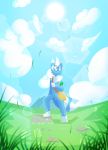  18:25 2020 3_toes absurd_res anthro armband bag blue_body blue_eyes blue_fur blue_glasses cloud dipstick_ears featureless_crotch felid field floppy_ears fur grass green_armband hair hi_res lens_flare looking_up male mammal meower_(skweekers) meowstic mostly_nude multicolored_ears nintendo outside pie_cut_eyes pok&eacute;mon pok&eacute;mon_(species) skweekers sky solo spots spotted_body spotted_fur standing step_pose sun toes video_games white_body white_fur white_hair white_spots 