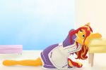  3:2 absurd_res alicorn-without-horn anthro clothing equestria_girls equid equine female foot_stool hair hasbro hi_res horn maid_uniform mammal multicolored_hair multicolored_tail my_little_pony solo sunset_shimmer_(eg) unguligrade_anthro unicorn uniform 