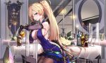  5555_96 ark_order blonde_hair braids dress drink flowers long_hair mirror ponytail 