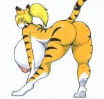  anthro big_breasts breasts butt felid female hair hi_res huge_breasts mammal pantherine ponytail solo tabykat tabytha_starling tiger 