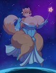 absurd_res anthro areola armwear big_breasts big_bulge blue_clothing blue_dress breasts bulge canid canine choker cleavage clothed clothing cosplay crossgender dress ear_piercing ear_ring elbow_gloves footwear fox fox_mccloud fur gloves green_eyes gynomorph handwear hi_res high_heels holding_wand huge_breasts intersex jewelry lyratrchubby mammal mario_bros mtg_crossgender mti_crossgender necklace nintendo piercing ring_piercing rosalina_(mario) shoes smile solo space star_fox super_mario_galaxy tail tan_body tan_fur thick_thighs wide_hips
