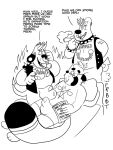 anthro balls beagle big_balls billy_fore billy_fore_(character) bracelet canid canine canis cigar cigar_in_mouth collar demonic domestic_dog genitals group hi_res hunting_dog jewelry male mammal meek_(character) monochrome nipple_piercing nipples object_in_mouth occult_symbol pentagram piercing raccoon_dog scent_hound spiked_bracelet spiked_collar spikes symbol tanuki tattoo trio