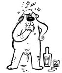 alcohol anthro beagle beverage billy_fore billy_fore_(character) bubble burger canid canine canis domestic_dog drunk drunk_bubble food genitals hi_res hunting_dog male mammal monochrome penis scent_hound small_penis solo substance_intoxication