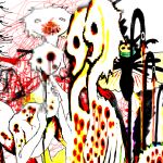 2025 abstract_background ambiguous_gender ambiguous_humanoid arthropod blood bodily_fluids body_horror censored digital_drawing_(artwork) digital_media_(artwork) distortion english_description gore grotesque group hi_res holes_in_body horror_(theme) humanoid jejejunum mosaic_censorship open_mouth parasite pixelated surrealism trypophobia unknown_species vomit vomiting what