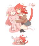  2girls :3 :p ^_^ animal_ear_fluff animal_ears biting black_socks blush bocchi_the_rock! bow bowtie brown_sweater cat_day cat_ears cat_girl cat_tail chibi closed_eyes closed_mouth commentary_request cube_hair_ornament fang full_body gotoh_hitori grey_skirt hair_between_eyes hair_ornament heart jacket kemonomimi_mode kita_ikuyo long_hair long_sleeves miniskirt multiple_girls multiple_views no_shoes notice_lines o_o one_side_up open_mouth pants pink_hair pink_jacket pink_pants pleated_skirt rebecca_(keinelove) red_bow red_bowtie red_hair sailor_collar school_uniform serafuku shuka_high_school_uniform simple_background sitting skirt socks sweat sweater tail tongue tongue_out track_jacket track_suit trembling white_background white_sailor_collar white_socks yellow_eyes yuri 