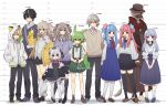  4boys 6+girls animal_ears bell black_hair black_jacket black_pants black_skirt black_socks black_sweater blouse blue_dress blue_eyes blue_hair blue_skirt brown_cardigan brown_hair brown_sweater cardigan cat_ears cat_tail closed_mouth coefont coeiroink collared_shirt commentary_request corn_kuten dress green_hair green_shorts grey_eyes grey_hair hair_between_eyes hair_ornament hair_ribbon hand_up hands_in_pockets height_chart highres hood hood_up hoodie indie_virtual_youtuber iori_yuzuru jacket jingle_bell kasukabe_tsumugi kotonoha_akane kotonoha_aoi kuro_satoshi_uzuki leg_warmers long_sleeves looking_at_viewer mask meimei_himari multiple_boys multiple_girls neck_ribbon one_side_up open_clothes open_jacket open_mouth orange_eyes own_hands_together pants parted_lips pink_eyes pink_hair pink_ribbon plague_doctor_mask pleated_skirt pointy_ears purple_cardigan purple_eyes red_eyes red_scarf ribbon sailor_dress sayo_(voicevox) scarf school_uniform serafuku shirakami_kotarou shirt short_hair shorts sidelocks skirt smile socks suspenders sweater tail tsukuyomi-chan twintails twitter_username urone_if utau virtual_youtuber voiceroid voicevox white_hoodie white_shirt yellow_cardigan yellow_eyes zundamon 