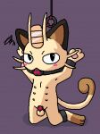 2026 6_nipples aliasing animal_genitalia animal_penis ball_gag balls bdsm black_ears blush blush_lines bondage bound brown_inner_ear brown_markings brown_paws brown_tail_tip chastity_cage chastity_device cuff_(restraint) cute_fangs digital_media_(artwork) dipstick_tail emanata fangs frustrated frustration_cloud fully_sheathed fur gag generation_1_pokemon genitals hi_res kneeling looking_at_viewer male markings meowth meowth_(team_rocket) multi_nipple nintendo nipples nude pawpads paws penis pixel_vibri pokemon pokemon_(species) raised_arms restraints semi-anthro sheath simple_background solo spreader_bar suspension tail tail_markings tan_body tan_fur team_rocket teeth three-quarter_view whiskers