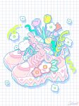  absurdres bow commentary_request daisy_(flower) flower footwear_focus grid_background highres hiro046k no_humans object_focus original pink_bow pink_flower pink_shoes pink_tulip red_flower red_tulip shoes signature sneakers tulip white_background white_flower yellow_flower yellow_tulip 