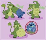  2017 abdominal_bulge alien antennae_(anatomy) blue_body blue_claws blue_fur blue_nose blue_pawpads border butt claws dipstick_antennae disney duo ears_down experiment_(lilo_and_stitch) eyebrows felix_(lilo_and_stitch) fingers fur green_claws hi_res lilo_and_stitch long_tail male male/male male_(lore) male_pred male_prey multicolored_antennae nasal_vore no_sclera pawpads pieman24601 pieman24601_(artist) pink_border pivoted_ears semi-anthro sitting small_tail smile sound_effects standing stitch_(lilo_and_stitch) swallowing teeth toes trunk trunk_vore vore 