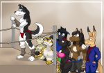  anthro apode canid canine canis clothed clothing draconcopode equid equine felid female fighting_ring fish group hi_res horse kangaroo macropod male mammal marine marsupial naga pantherine reptile scalie serpentine shark simple_background snake sportswear suit tinydevilhorns wolf 