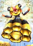  absurdres ashraely combee commentary crystal day english_commentary flying forehead_jewel full_body gen_4_pokemon hands_up highres honey insect_wings looking_down no_mouth outdoors pokemon pokemon_(creature) red_sclera shiny shiny_skin solo_focus vespiquen white_eyes wings 