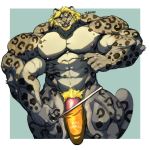  1:1 2020 abs anthro barazoku beard biceps big_muscles big_penis blonde_hair clothed clothing english_text erection erection_under_clothing facial_hair felid fur genitals hair huge_muscles huge_penis humanoid_genitalia humanoid_penis hyper hyper_muscles leopard looking_at_viewer male mammal muscular muscular_anthro muscular_male navel nipples oldshep open_mouth open_smile pantherine pecs penis pubes quads smile solo spots spotted_body standing teeth text text_on_clothing thong tongue underwear vein veiny_muscles yellow_body yellow_fur 