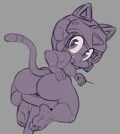  anthro armor big_breasts big_butt breasts butt domestic_cat felid feline felis female headgear helmet holding_butt looking_back mammal pizzacat polly_esther samurai_pizza_cats simple_background solo 