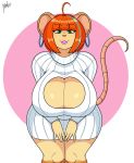  absurd_res anthro big_breasts breasts cleavage cleavage_cutout clothed clothing ear_piercing ear_ring female hair hi_res huge_breasts hyper hyper_breasts jwinkz mammal mouse murid murine piercing rodent solo 