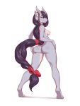  3:4 absurd_res anthro atsuii breasts butt dragon female hair hi_res horn long_hair pinup pose racoe scalie solo 