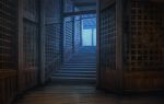  architecture commentary game hallway highres indoors no_humans photorealistic rajawat scenery sekiro:_shadows_die_twice stairs wooden_floor wooden_wall 
