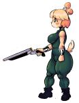  animal_crossing anthro armed boots bottomwear breasts canid canine canis clothing crossover domestic_dog doom_(series) female footwear gun hi_res id_software isabelle_(animal_crossing) mammal nintendo panthera_cantus pants ranged_weapon shirt shotgun solo thick_thighs topwear video_games weapon wristband 