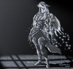  2020 anthro armor canid canine clothed clothing dancer_of_the_boreal_valley dark_souls digital_media_(artwork) eyes_covered female fromsoftware fur grey_body grey_fur hair hi_res long_hair mammal solo video_games xxsparcoxx 