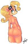  activision anthro bandicoot big_butt butt coco_bandicoot colored crash_bandicoot_(series) eyewear female goggles hair hi_res looking_away mammal marsupial nude panthera_cantus ponytail simple_background solo video_games white_background 