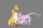  3:2 all_fours ampharos animal_genitalia animal_penis anus balls bell bell_collar black_penis blue_penis blush canine_penis collar doggystyle eeveelution equine_penis espeon eyes_closed feral forehead_gem from_behind_position genitals group hi_res iggy_(nagatsun) intersex intersex/male knot male maleherm nagatsun necktie nintendo oral penetration penis pink_body pok&eacute;mon pok&eacute;mon_(species) ribbons semi-anthro sex sylveon tongue tongue_out vaginal vaginal_penetration video_games yellow_body 