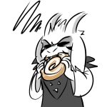  1:1 2019 angry anthro asriel_dreemurr_(god_form) boss_monster bovid caprine clothed clothing digital_media_(artwork) eating food fur horn long_ears male mammal montygote robe simple_background solo sweets undertale video_games white_body white_fur 
