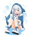  1girl :d absurdres bangs blue_eyes blue_hair blue_hoodie blush commentary_request felutiahime gawr_gura highres hololive hololive_english hood long_sleeves looking_at_viewer multicolored_hair open_mouth shark_hood sharp_teeth smile solo streaked_hair teeth virtual_youtuber white_hair 
