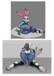  anal anal_penetration anthro anus balls big_butt bottomwear butt clothed clothing disembodied_penis disney duo female female_focus female_penetrated fur genitals grey_body grey_fur half-closed_eyes hand_on_butt hi_res judy_hopps kneeling lagomorph leporid lying male male/female male_penetrating male_penetrating_female mammal narrowed_eyes nsfuwu4 pants pawpads penetration penile penile_penetration penis purple_eyes pussy rabbit rear_view seductive seductive_eyes sex simple_background smile solo_focus spread_butt spreading thick_thighs tongue tongue_out torn_bottomwear torn_clothing torn_pants wide_hips zootopia 