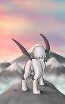  2020 absol ambiguous_gender butt canid canine canis dawnlux digital_drawing_(artwork) digital_media_(artwork) feral fur hi_res horn looking_away mammal nintendo pok&eacute;mon pok&eacute;mon_(species) rear_view solo video_games white_body white_fur 